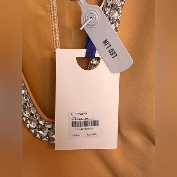 Vibrant Orange Embellished A-Line Midi Dress NWT - Picture 7 of 8